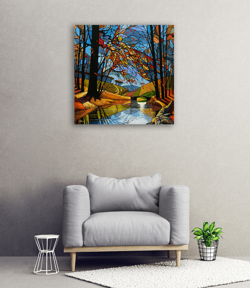 Autumn Stream Wall Art Print on the wall