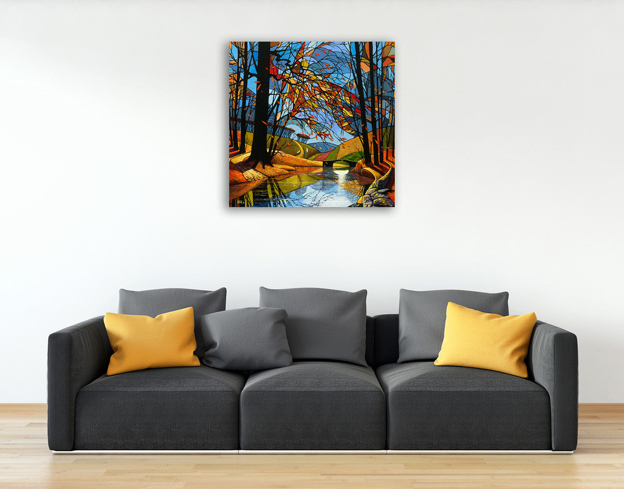 Autumn Stream Wall Art Print on the wall