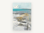Dripping Teal Shoreline, coastal canvas wall art print, front view