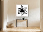 Iris X-Ray Bloom floral canvas print on the wall of a hallway