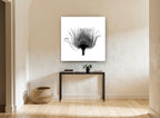 Rose in Silhouette floral canvas print on the wall of a hallway