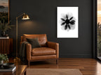 Anemone in Negative floral canvas print on the wall of a charcoal living room