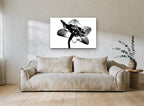 Daffodil Back Light floral canvas print on the wall of a living room