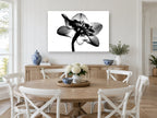 Daffodil Back Light floral canvas print on the wall of a Hamptons dining room