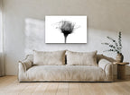 Rose in Translucence floral canvas print on the wall of a living room