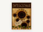 Sunflower Welcome Tag, floral canvas wall art print, front view