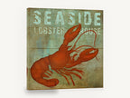 Red Lobster Signboard, red lobster vintage seafood sign, coastal canvas wall art print ready to hang