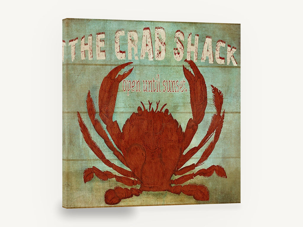 Red Crab Shack Sign, red crab vintage shack sign, coastal canvas wall art print ready to hang