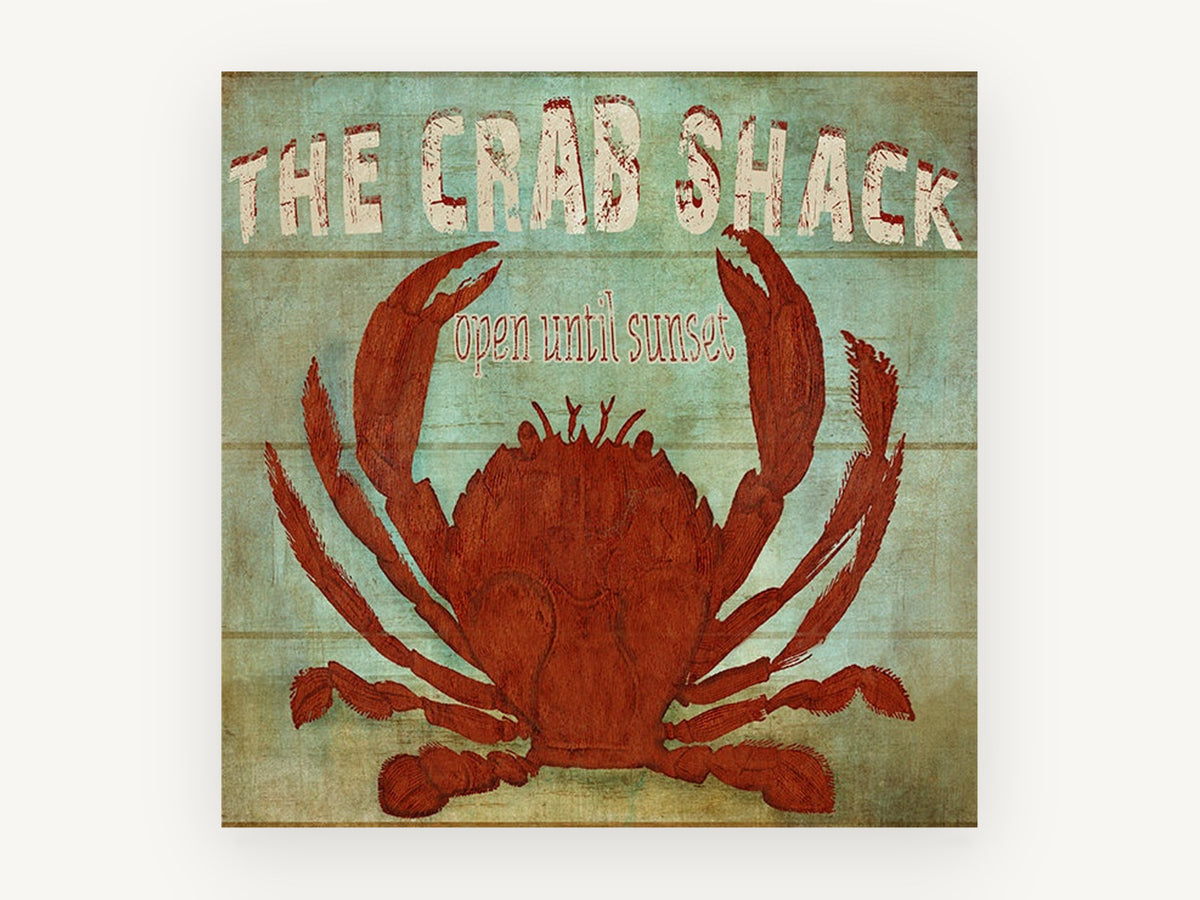 Red Crab Shack Sign, coastal canvas wall art print, front view