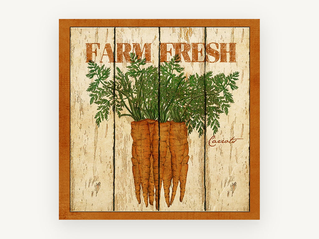 Farm Fresh Carrots, vintage canvas wall art print, front view