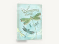 Dragonfly Summer Breeze, vintage dragonfly illustration with script, animal canvas wall art print ready to hang
