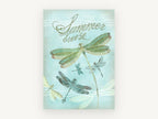 Dragonfly Summer Breeze, vintage dragonfly illustration with script, animal canvas wall art print, front view