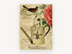 Bienvenue Watering Can, floral canvas wall art print, front view