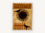 Crows and Sunflower Fence, floral canvas wall art print, front view