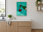 Wine A Bit Teal Pour kitchen canvas print on the wall of a kitchen