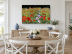 Poppy Meadow Bloom floral canvas print on the wall of a Hamptons dining room