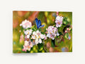 Blue Butterfly Blossom, blue butterfly apple blossom painting, floral canvas wall art print ready to hang