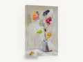 Loose Bouquet in Grey, abstract flowers in vase oil style, floral canvas wall art print ready to hang