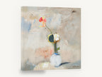 Lone Poppy in White Vase, red flower in vase still life, floral canvas wall art print ready to hang