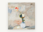 Lone Poppy in White Vase, floral canvas wall art print, front view
