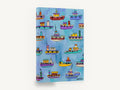 Little Tugboat Parade, colourful tugboats kids illustration, kids canvas wall art print ready to hang