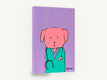 Nurse Pup in Scrubs, pink dog nurse illustration, animal canvas wall art print ready to hang