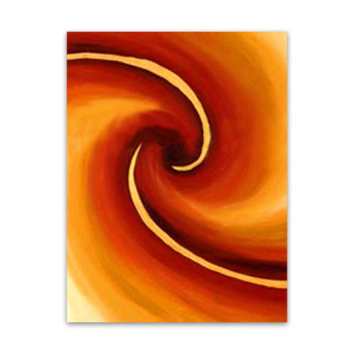 Amber Vortex, orange swirl abstract spiral hand-painted oil painting on canvas