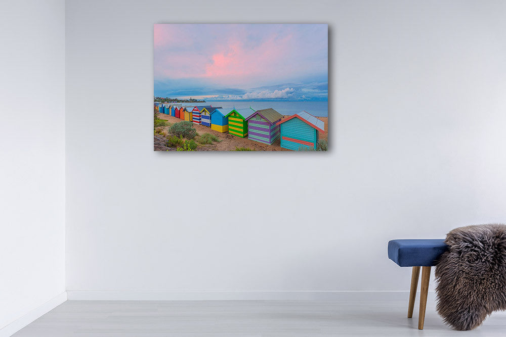 Bathing Box at Melbourne Wall Print on the wall
