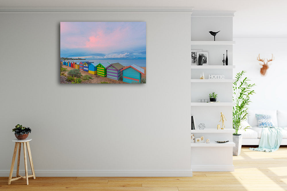 Bathing Box at Melbourne Wall Print on the wall
