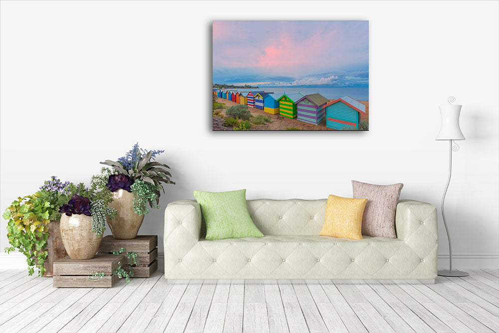Bathing Box at Melbourne Wall Print on the wall