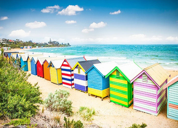 Beach Boxes Australia Wall Art Print