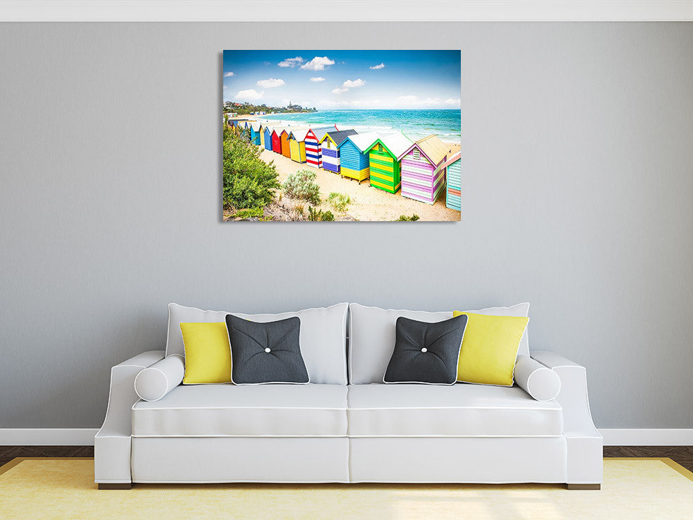 Beach Boxes Australia Wall Art Print on the wall