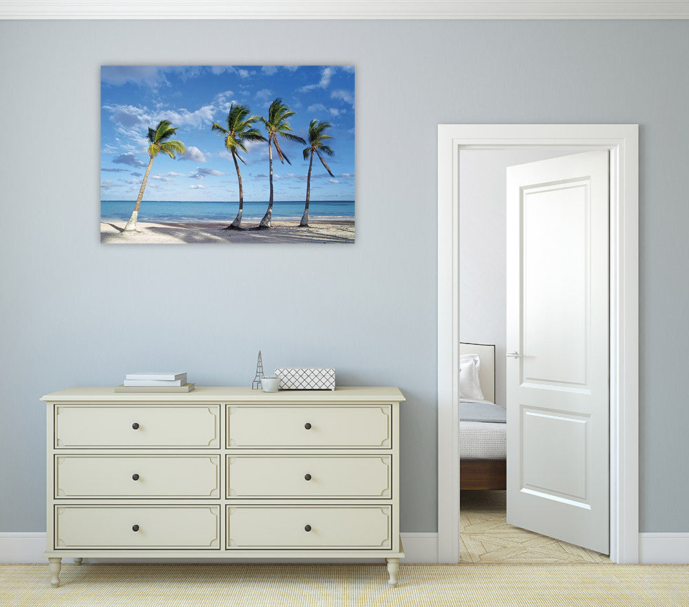 Beach Palm Trees Wall Art Print on the wall