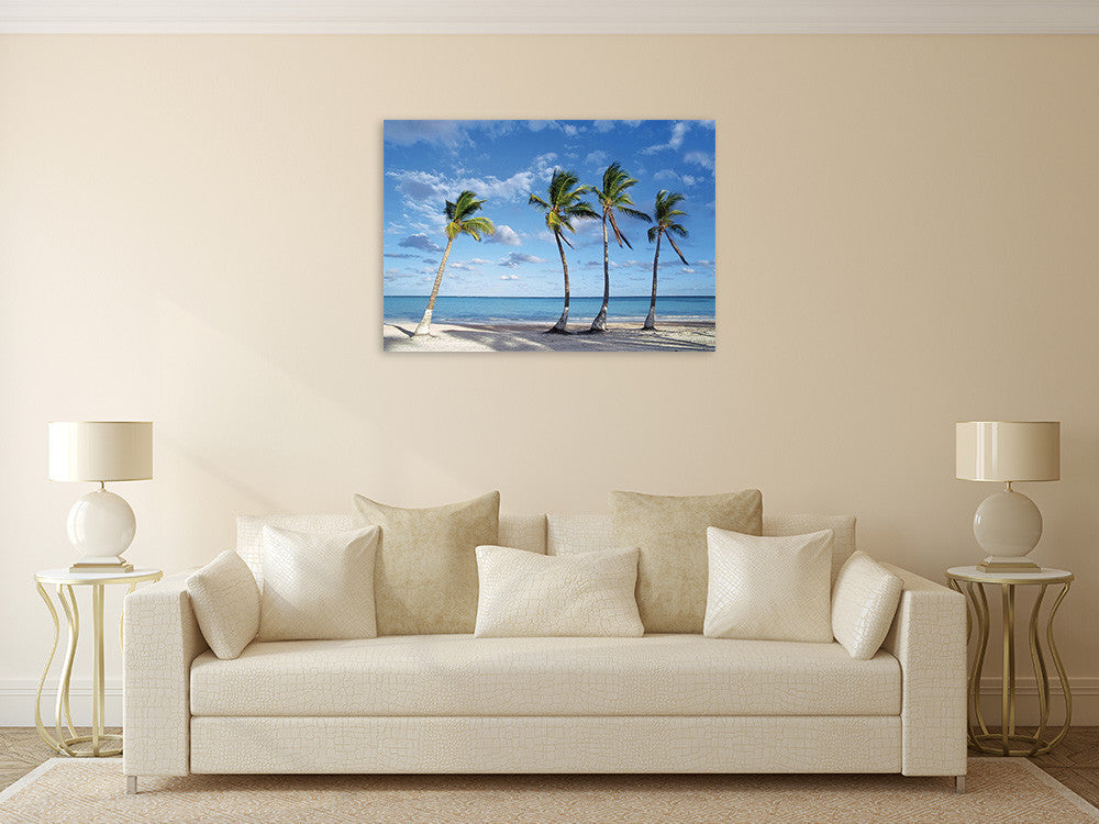 Beach Palm Trees Wall Art Print on the wall