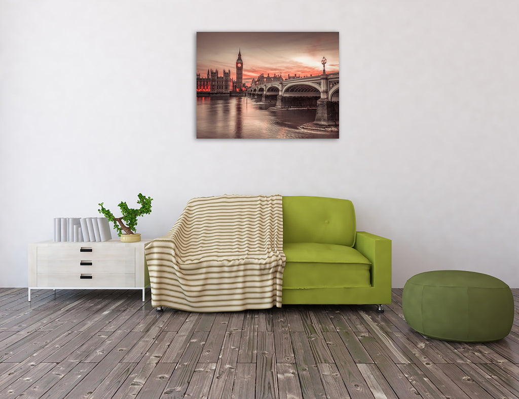 Big Ben Sunset Wall Art Print on the wall
