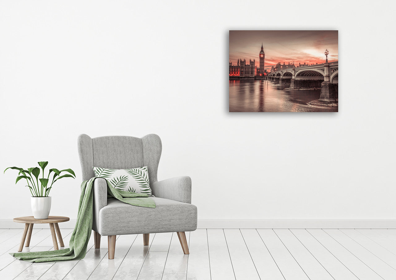 Big Ben Sunset Wall Art Print on the wall