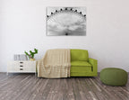 Black and White London Eye Wall Art Print on the wall
