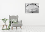 Black and White London Eye Wall Art Print on the wall