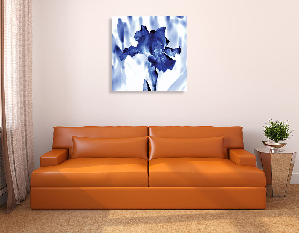Blue Ice Iris Wall Art Print on the wall