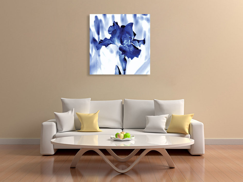Blue Ice Iris Wall Art Print on the wall