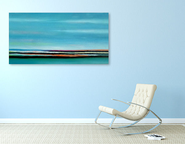 Blue with Red Lining on the wall
