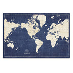 Blueprint World Map Wall Art Print 