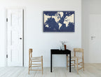 Blueprint World Map Wall Art Print  on the wall