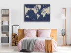 Blueprint World Map Wall Art Print  on the wall