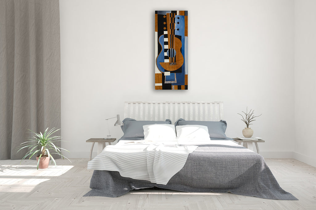 Blues Guitar Wall Art Print on the wall