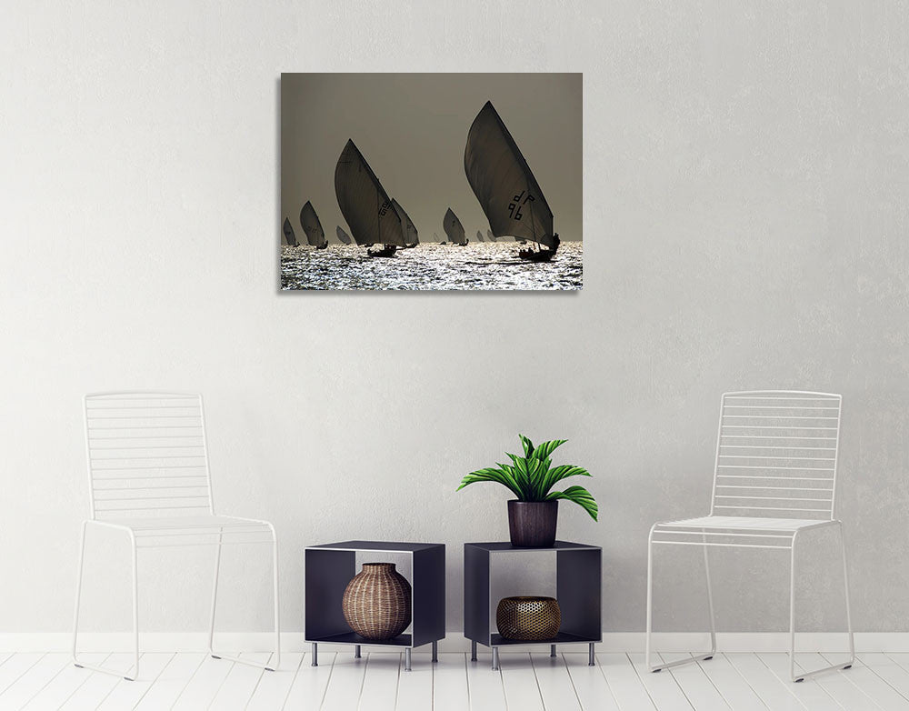 Boat Sailing Wall Art Print on the wall