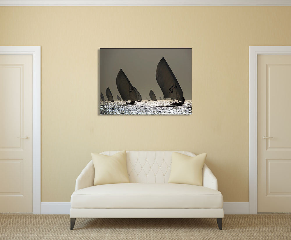 Boat Sailing Wall Art Print on the wall