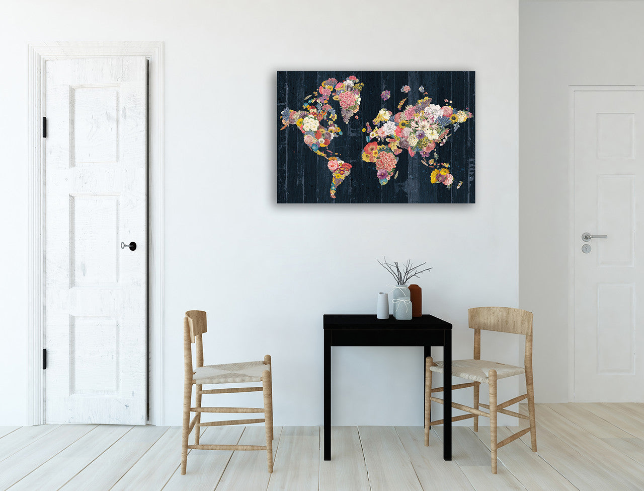 Botanical Floral Map Wall Art Print on the wall