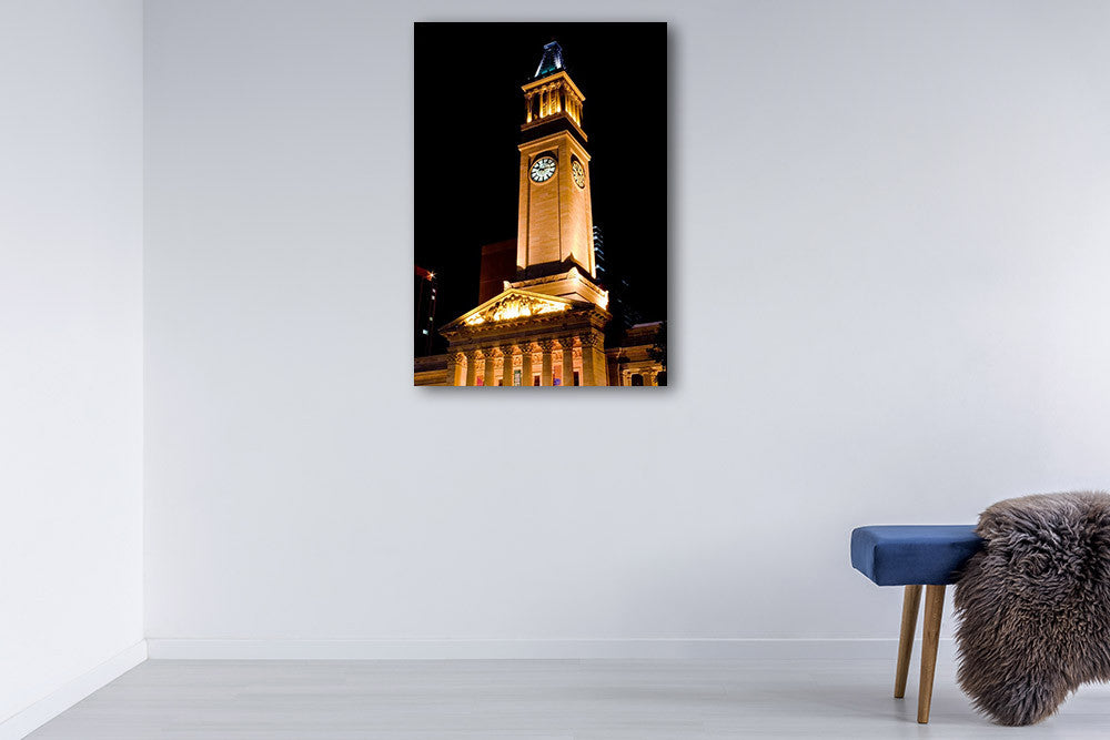 Brisbane City Hall Tower Wall Art Print on the wall
