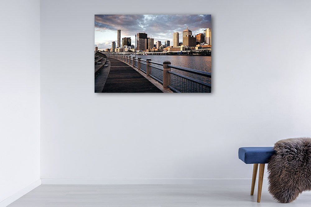 Brisbane City Skyline Wall Art Print on the wall